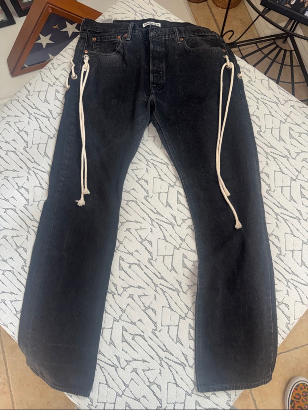 Levi's Black Jeans with White Drawstring Detail
